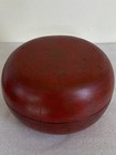Antique Chinese Red Lacquer Box Signed Old Auction Stickers Painted
