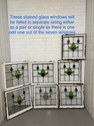 Pair Of Reclaimed Leaded Light Stained Glass Window Panels 605 X 580mm 600 X 575