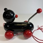 Vintage Vilac Children   s Wooden Pull Toy Made In France Black Red Wheels