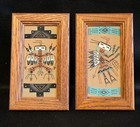 Vintage Signed Navajo Sand Paintings Pair Set Of 2 By Betty Thrasher Framed Art
