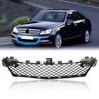 Front Bumper Lower Center Grille W parktronic Holes Bumper W204 2012-2015 Black