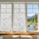 Frosted Window Privacy Film White Lace Stained Glass Static Cling Tint