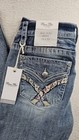 Miss Me Jeans Womens 28x32 Mid Rise Slim Bootcut Stretch Rhinestone Embellished 