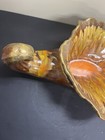 Large Vintage Vase Ceramic Horn Of Plenty Cornucopia Mcm Drip Glaze  775 