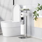 Toilet Paper Holder Stand With Top Shelf  Freestanding For 4 Reserve Rolls New