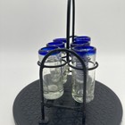 Hand Blown Shot Glasses With Metal Caddy  Set Of 6