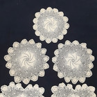 Crochet Lace Rosette Doily Beige Cotton 6 Pcs Round And Heart