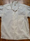 Vintage 1940s 50s Men s Ivory Shadow Stripe Camp Collar Sport Shirt Rockabilly M