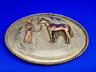 Western Cowboy Horse Blank Trophy Award German Silver Vintage Justin Belt Buckle