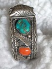 Very Nice Navajo Al Joe Cuff Watch Band Turquoise And Corral Circa Mid 1970 s