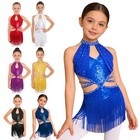 Kids Girls Sequin Tassel Salsa Samba Rumba Tango Ballroom Cha Cha Latin Dance 