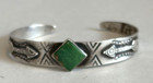 Old Pawn Native Navajo Turquoise Sterling Silver-hand Stamp-arrow Cuff Bracelet