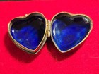 Cloisonn   Hinged Heart Trinket Box With Cobalt Blue Interior