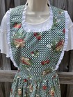 Vintage Strawberry Handmade Cotton Apron W  Ruffled Lace Trim Over The Head Neck