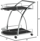 Chrome Metal Bar Wine Tea Serving Cart With Tempered Glass