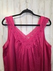 Vtg Vanity Fair Size L Nylon Night Dress Nightgown Nylon Lace Trim Maroon
