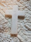 Antique 1800s Stone Cross Latin    ex Coemeterio    Memento Mori Mourning Token