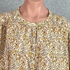 Old Navy Top Womens Xl Gold Floral Button Front Long Sleeve Loose Fit Blouse