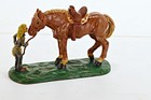 Vintage Miniature Hand Painted Pewter Horse With Cowgirl