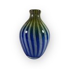 Art Glass Vase Blue Green White Stripes 8  Tall