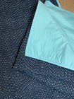 2 Pottery Barn Navy Blue Euro Pillow Shams White Pick Stitch Quilt Aqua Trim Euc