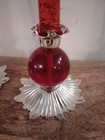 Vintage Red Lucite   Metal Candle Holders  Mid Century Mcm Decor Gold Flake
