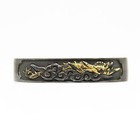Fuchi And Kashira Cloud   Dragon Shakudo Japanese Antique Sword Fittings