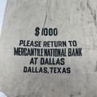 Rare Vintage  1000 Mercantile National Bank At Dallas Canvas Money Coin Bag 70s