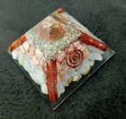 Aquamarine Rhodochrosite Pyrite Stone And Copper Orgone Pyramid 70mm Big