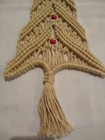 Vintage Macrame Crochet Handmade Christmas Tree Wall Hanging 18  X7 5  Cream Red