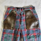 Vintage 2t Girls Pants Jack Tar Togs Plaid Beige Brown Button Pocket Pant 1970s