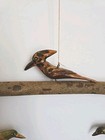 Vintage Primitive Rustic Hand Carved Wooden Birds Hanging Decor Mobile African