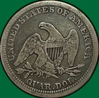 1858 Seated Liberty Quarter Fine F Coin  34621