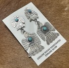 Native American Sterling Silver Navajo Handmade Oldlook Dangle Earrings