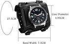 Mens Steampunk Retro Genuine Leather Replaceable Watch Bracelet Cuff Big Black