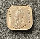1932 Straits Settlements 1 2 Cent - George V - Square Bronze - Au Matte  tm1253