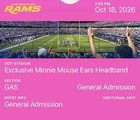 Los Angeles Rams Sofi Stadium Oct 18 2026 1 05 Pm Ga5 Ga Minnie Mouse Ears