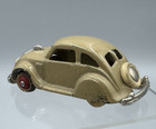 Vintage 1930s Hubley Cast Iron Chrysler Airflow 2182 Toy Tan Car Red Hubs