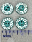 Vintage Buffed Blue Celluloid Buttons - Set Of 4 - 9 16   