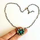 Navajo Cluster Necklace Turquoise 20  Mixed Mine Signed Mcray Sterling Round Adj