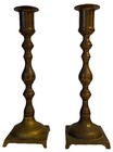 Pair Of Vintage Antique Brass Turned Stem Candlestick Candle Holders India 7 5   
