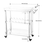 Acrylic Bar Cart With 4 Lockable Wheels  Clear Serving Cart With Wine Rack