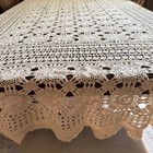 Vintage Handmade Crochet Lace Tablecloth 63x87 Cream Cotton Rectangle Boho Decor