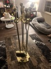 Vintage Fireplace Tool Set   Solid Brass   Companion Set   Home Decor - 5 Pc Set