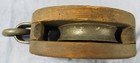 Antique Young Iron Works Single Wheel Wood Pulley Farm Ranch 8  X 6  Oval