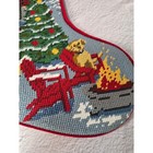 Ll Bean Needlepoint Christmas Stocking Camping Vintage Camper Dog Fireplace Red