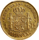 1868 Spanish Philippines Isabel Ii Gold Peso Manila Mint Km142 Pcgs Xf Details