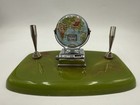 Vintage Perpetual Flip Desk Calendar And Pen Holder With A Globe Design