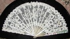 Antique Handmade Bobbin Lace Fan With Mother Of Pearl Sticks Circa 1900