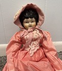 Antique Porcelain Head Arms Legs Bisque Doll  5 Approx 17 Inches Black Hair Good